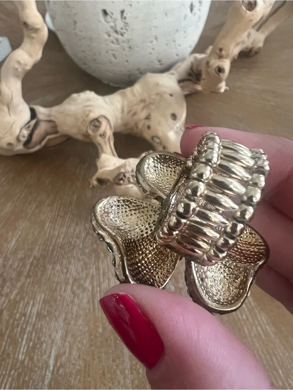 Crystal Floral Statement Ring - Silver Tone